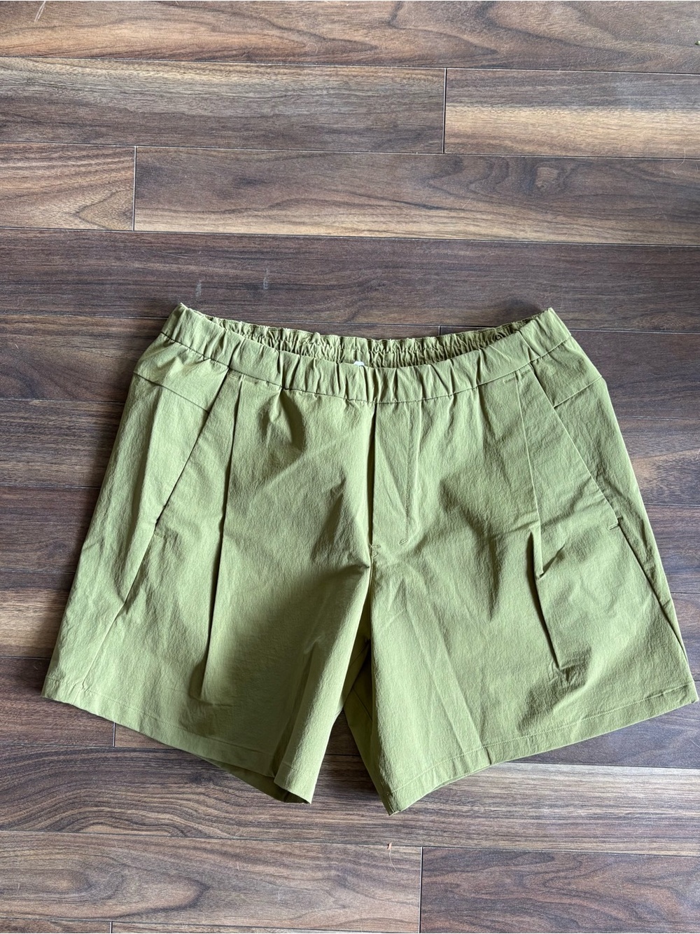 lululemon athletica Lab Olive Green Flat-Front Drawstring Shorts